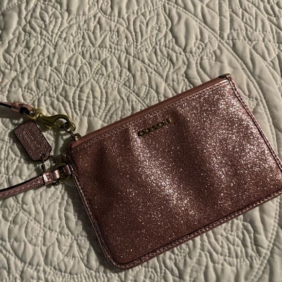 Coach Pink Sparkle Glitter Pouch - Picture 3 of 4